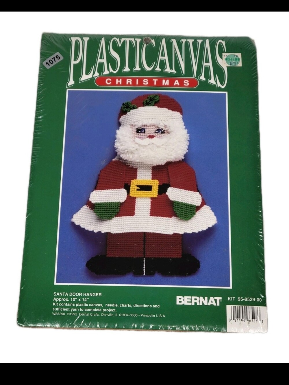 Vintage Bernat Santa Door Hanger Plastic Canvas Kit 95852900 Sealed NWT Holiday